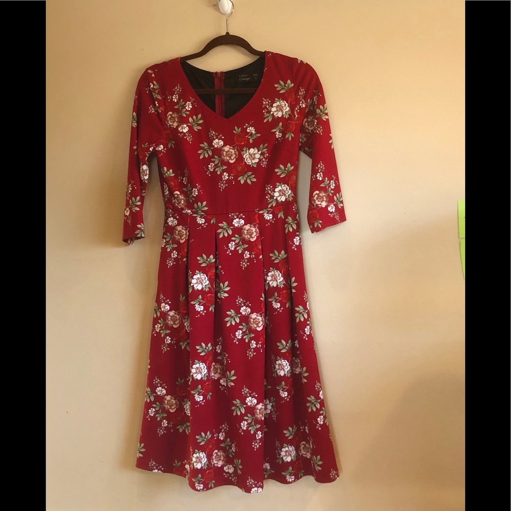 🛍️HP🛍️VFSHOW Women V Neck Floral Print Red Dress NWOT